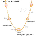 Gold Stainless Steel Czech Glass Marquise Station Necklace view 7