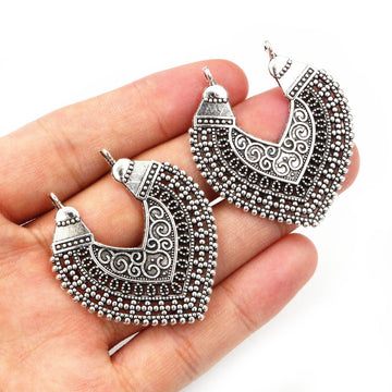 Ornate Fan Shaped Pendants in Two Antique Silver Designs
