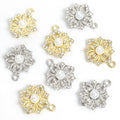 Pearl Rhinestone Flower Charms in Gold and Silver Tones view 5