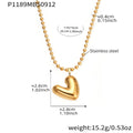 Stainless Steel Puffy Heart Ball Chain Necklaces Gold Steel view 6