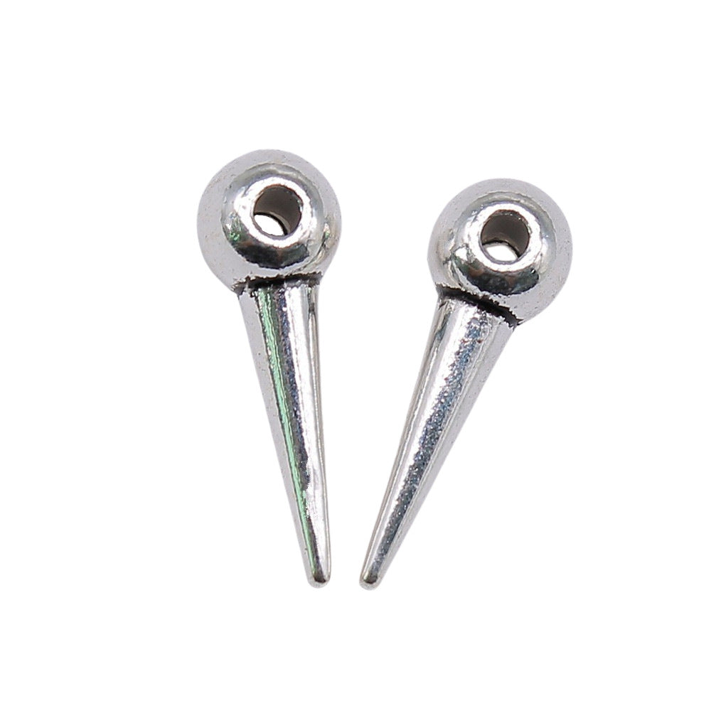 21x7x7mm 1.7g Zinc Alloy Cone Pointed Large Hole Loose Metal Beads for Bracelet Necklace Making