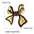 Antique Gold Enamel Bow Brooch Black or Red Outline Pin view 6