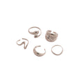 Polished Sculptural Metal Ring Set Five Pieces 2 Tones view 5