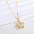 Gold Tone Double Star Crystal Pendant Necklaces in Five Colors view 4