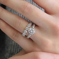 Silver Bezel Round Solitaire and Bubble Eternity Stack Rings view 3