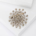 Multicolor Crystal Floral Burst Brooch With Silver Tone Frame view 3