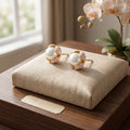 White Pearl Look Gold Tone Wrapped Round Stud Earrings view 3