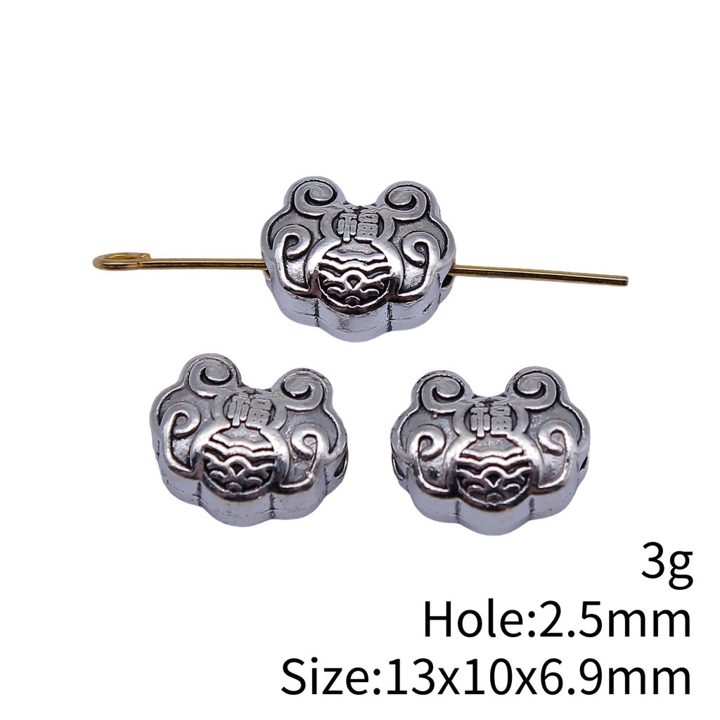 13x10x6.9mm 3g Multicolor Zinc Alloy Longevity Lock Through Hole Beads for Chinese Style Jewelry Making