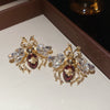 Gold Red Bee Studs
