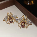 Gold Bee Ladybug Crystal Insect Necklace and Stud Earrings view 6