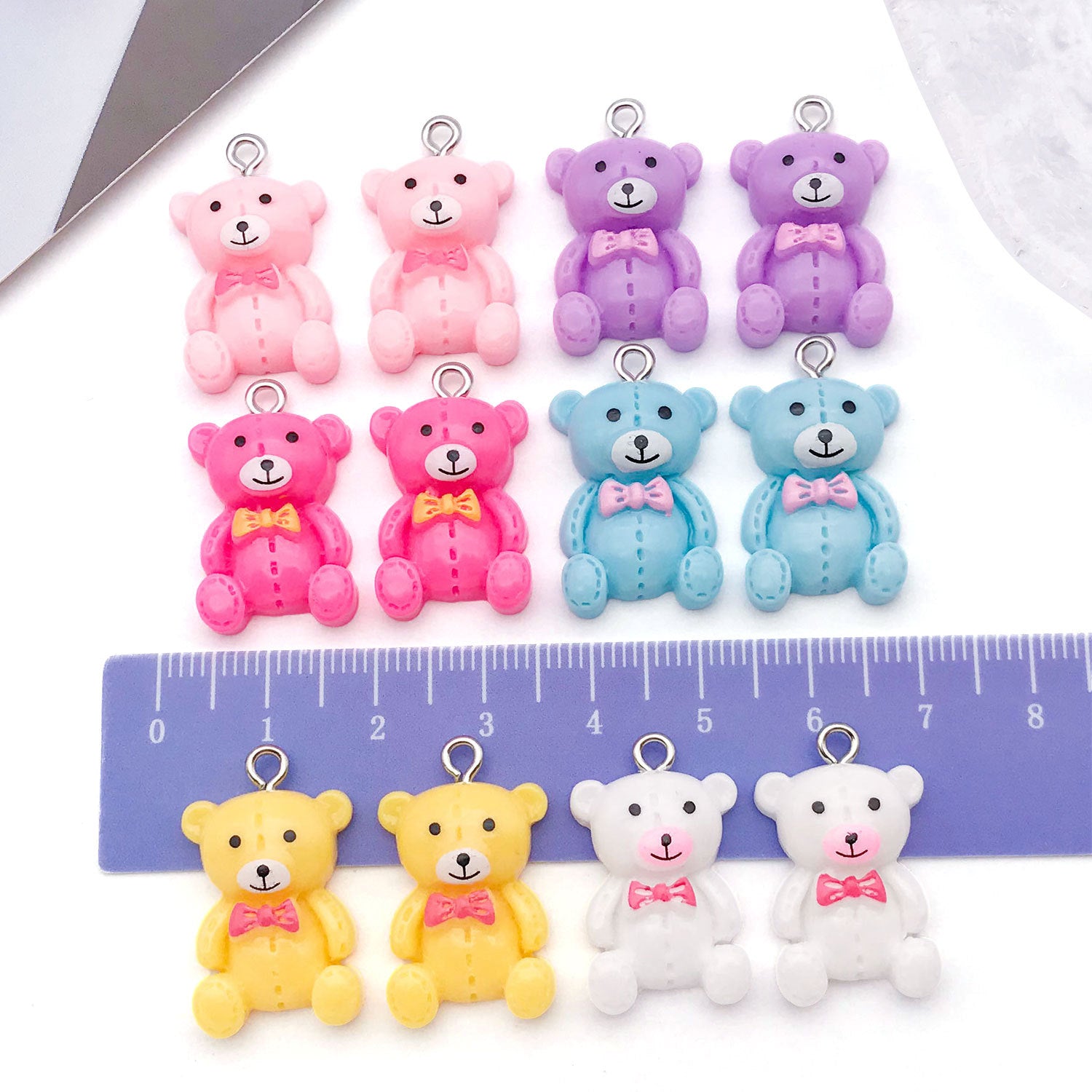 Resin Bow Bear Cream Glue Butterfly charm pendant for DIY necklace bracelet earring keychain