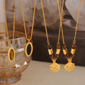 Gold Steel Oval Stone Shell Pendant Necklace Variants view 4