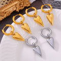Huggie Hoop Heart Drop Earrings Titanium Steel Gold Or Steel view 4