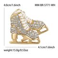 Crystal Ice Skate Brooch in Black and White Enamel view 5
