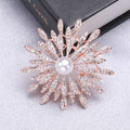 Radiating Crystal Petal Flower Brooch with Pearl Center view 3