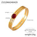 Gold Tone Stone Inlay Bangles Red Agate Turquoise Natural view 6