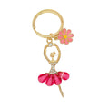 Rhinestone Ballerina Charm Keychain With Flower Accent view 5