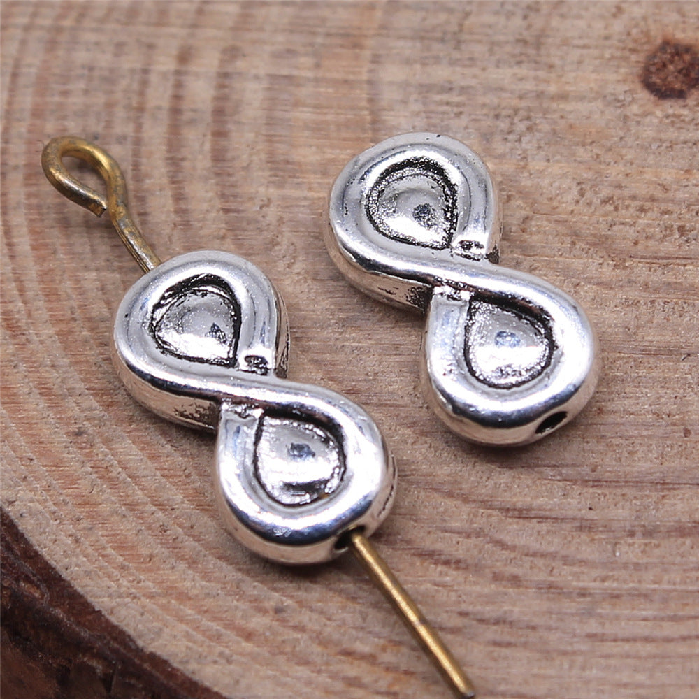13x6mm 0.9g Antique Silver Zinc Alloy Infinity Symbol Small Hole Spacer Beads for DIY Jewelry Making
