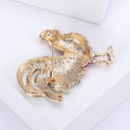 Jeweled Rooster Brooch in Three Enamel Colors Jacket and Scarf Accessory view 4