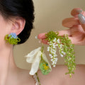 Green Floral and Botanical Statement Earrings Assorted Styles view 4