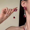 Flower Teardrop Zircon Necklace Earring Set 5 Colors view 3