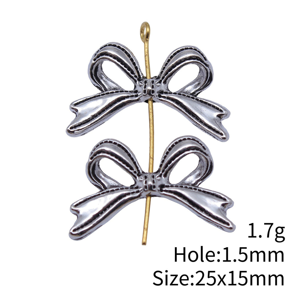 25x15mm 1.7g Antique Silver Zinc Alloy Bowknot Small Hole Butterfly Beads for Bracelet Necklace DIY Making