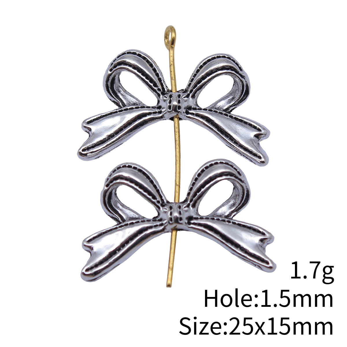 25x15mm 1.7g Antique Silver Zinc Alloy Bowknot Small Hole Butterfly Beads for Bracelet Necklace DIY Making