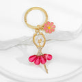 Rhinestone Ballerina Charm Keychain With Flower Accent view 4