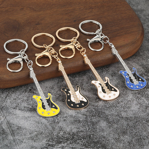 Mini Electric Guitar Metal Keychain Gift Bag Charm Pendant
