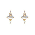 Gold Clear Marquise Crystal Stud Earrings Dual Cluster view 5