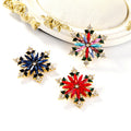 Red Gold Tone Snowflake Crystal Three Designs Metal Brooch Pin view 2