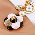 Layered Enamel Camellia Flower Keychains in Three Colors view 8