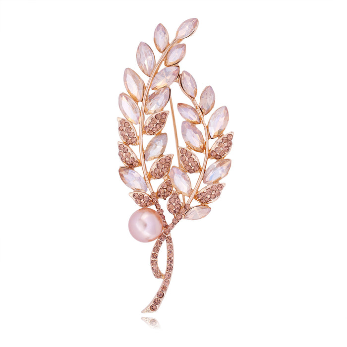 Rose Gold Floral Bouquet Crystal Three Designs Metal Brooch Pin