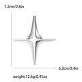 Polished Metal Four Point Star Brooch Gold Silver Two Finishes view 6