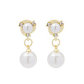 Gold and Silver Pearl Look Round Drop Stud Earrings view 6