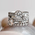 White Gold Three Bezel Round Stone Multi Band Finger Ring view 1