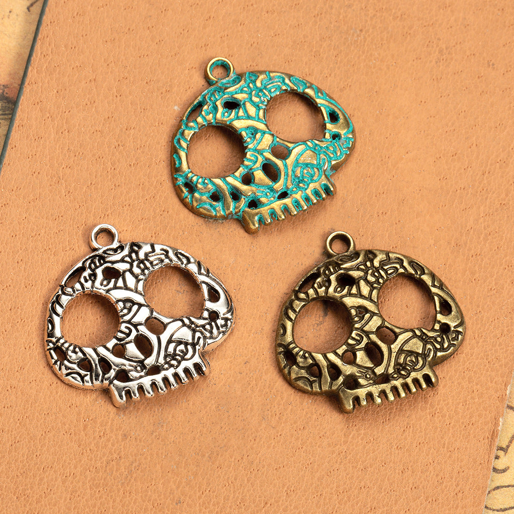 27mm Vintage Skull Alloy Charm Pendant for Punk Necklaces
