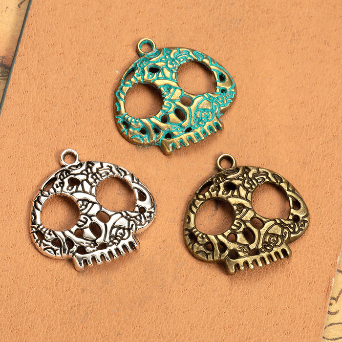 27mm Vintage Skull Alloy Charm Pendant for Punk Necklaces