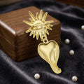 Gold Tone Sun Eye Brooch With Red Eye And Heart Drop view 3