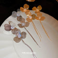 Layered Flower Chain Drop Earrings in Gold and Silver Tones view 4