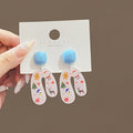 U Shape Christmas Print Acrylic Drop Earrings Pink Blue view 7