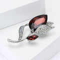 Large Crystal Flower Bud Brooch in Blue or Burgundy Stone view 3