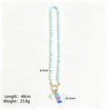 Painted Fish And Pearl Look Star Charm Beaded Necklace view 9