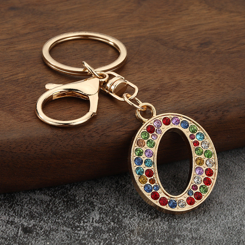 Colorful Rhinestone Letter Keychain Alphabet Bag Charm for Initials