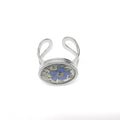 Gold and Silver Tone Pressed Flower Resin Adjustable Rings view 4