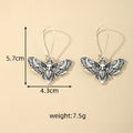 Moth Long Wire Drop Earrings in Antique Silver Black and Gold Tone view 4