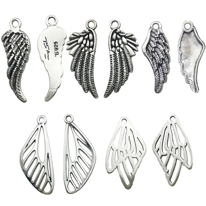 Antique Silver Zinc Alloy Dragonfly Wing Charm Pendant for DIY Bracelet Necklace Garment Decor