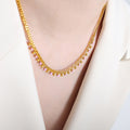 Gold Curb Chain Fringe Necklace Colored Enamel Bead Drops view 4