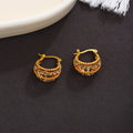 Gold Tone Braided Rope Texture Rounded Chunky Hoop Earrings view 4