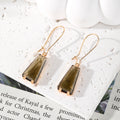 Trapezoid Faceted Crystal Drop Earrings Gold Hooks 7 Colors view 7
